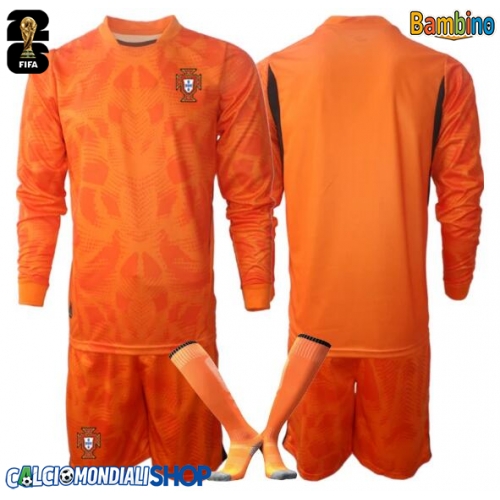 Maglie da calcio Portogallo Portiere Seconda Maglia Bambino Mondiali 2026  Manica Lunga + Pantaloni corti)